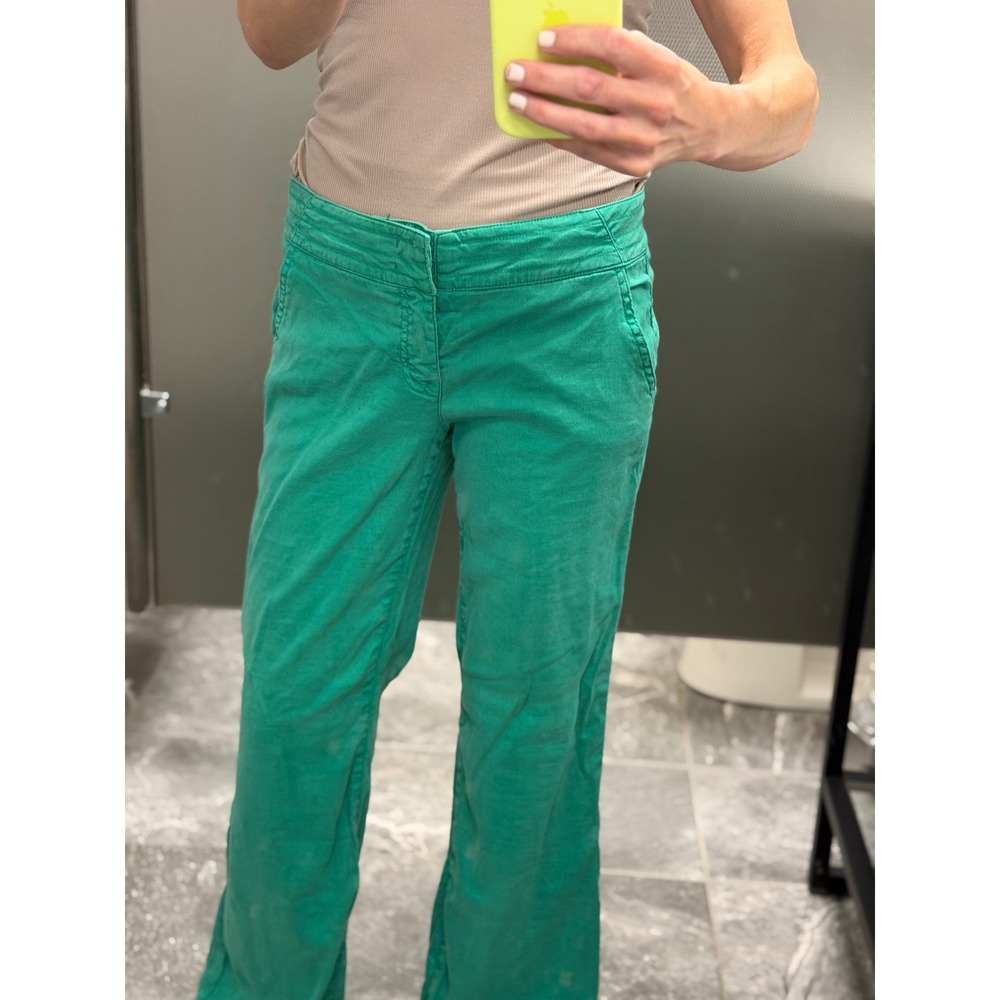 Anthropologie Level 99 Linen Trouser Pants Kelly Green Wide leg‎ Women 28 - Picture 14 of 14